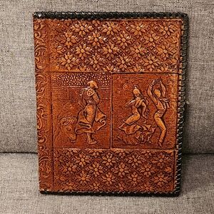 Vintage Hand-Tooled Leather Padfolio w/ Pen Slot | Matador & Flamenco Design